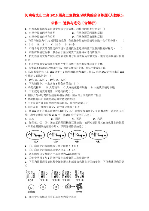 遗传与进化模块综合训练题含解析新人教版必修