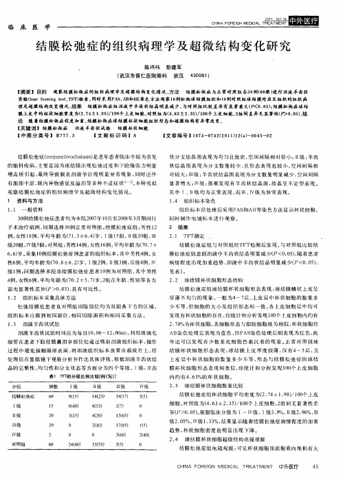 结膜松弛症的组织病理学及超微结构变化研究