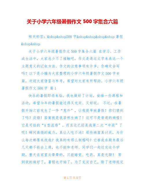 关于小学六年级暑假作文500字集合六篇