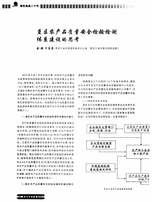 垦区农产品质量安全检验检测体系建设的思考
