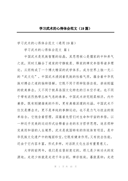 学习武术的心得体会范文(19篇)