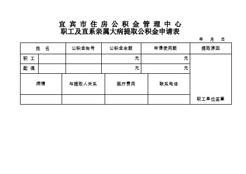 职工购、建房支取公积金申请表