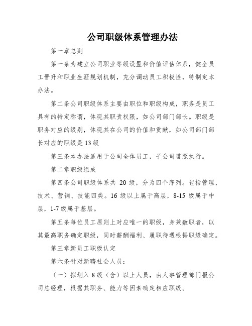 公司职级体系管理办法