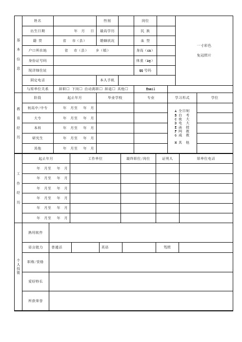 个人简历空白表格(152)