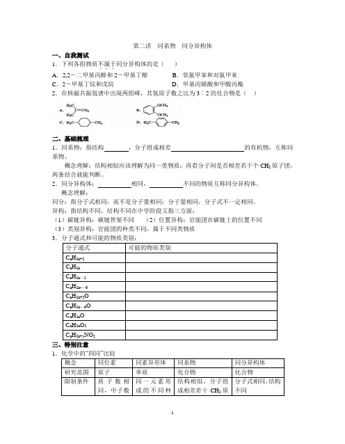 第二讲 同系物、同分异构体