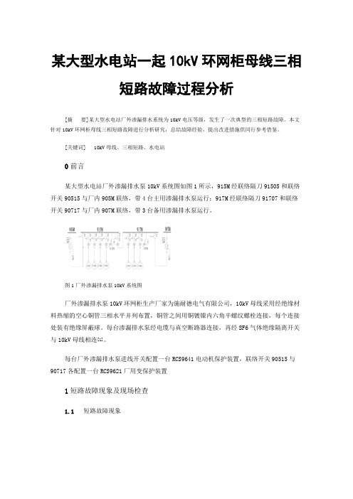 某大型水电站一起10kV环网柜母线三相短路故障过程分析