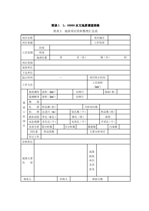 5万水文地质调查规范_地调局(附表)