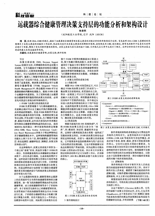 运载器综合健康管理决策支持层的功能分析和架构设计