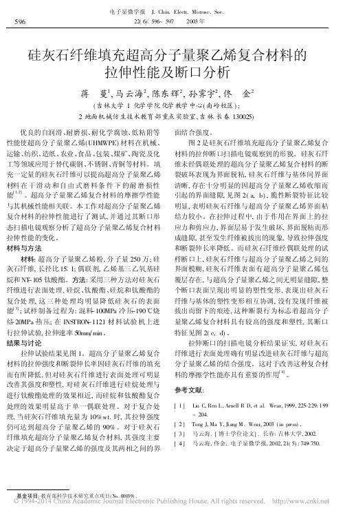 硅灰石纤维填充超高分子量聚乙烯复合材料的拉伸性能及断口分析_蒋蔓