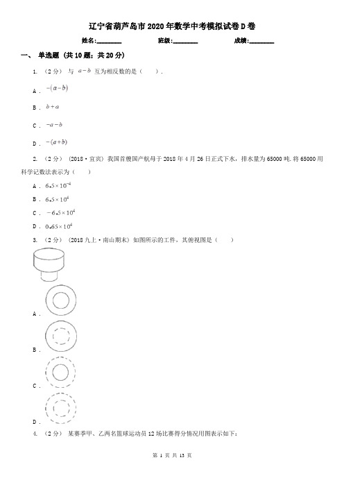 辽宁省葫芦岛市2020年数学中考模拟试卷D卷