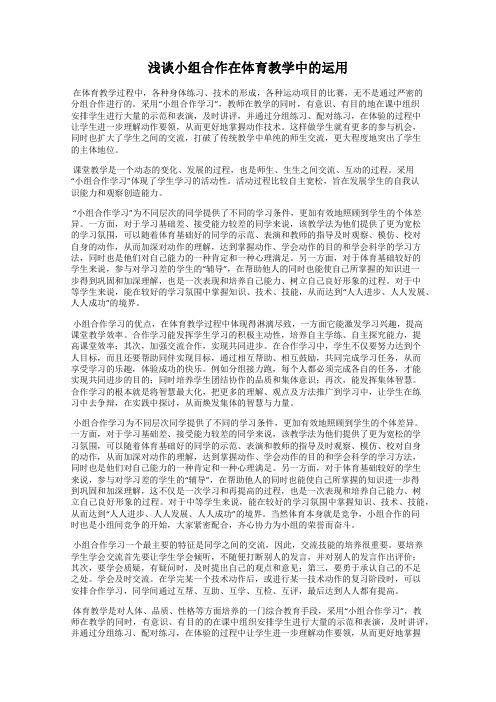 浅谈小组合作在体育教学中的运用