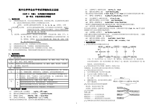 高中化学学业水平考试详细知识点总结