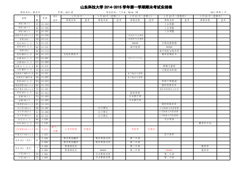 山东科技大学2014-2015学年第一学期期末考试安排表