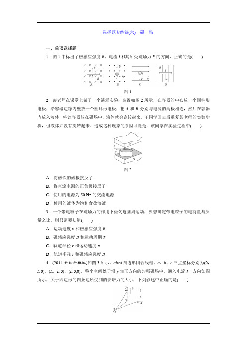 2015高考物理一轮复习—专题系列卷：磁场