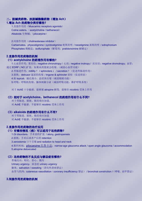 药物FAQ-胆碱激动与拮抗