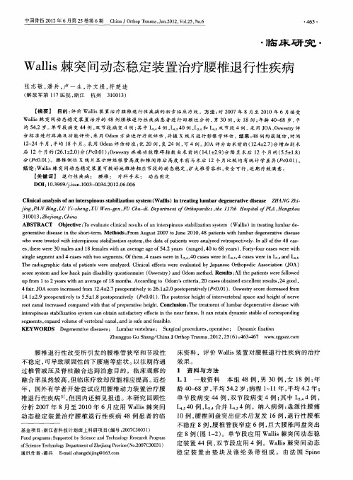 Wallis棘突间动态稳定装置治疗腰椎退行性疾病