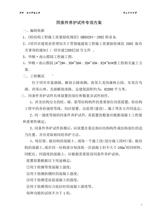 同条件养护试件专项方案