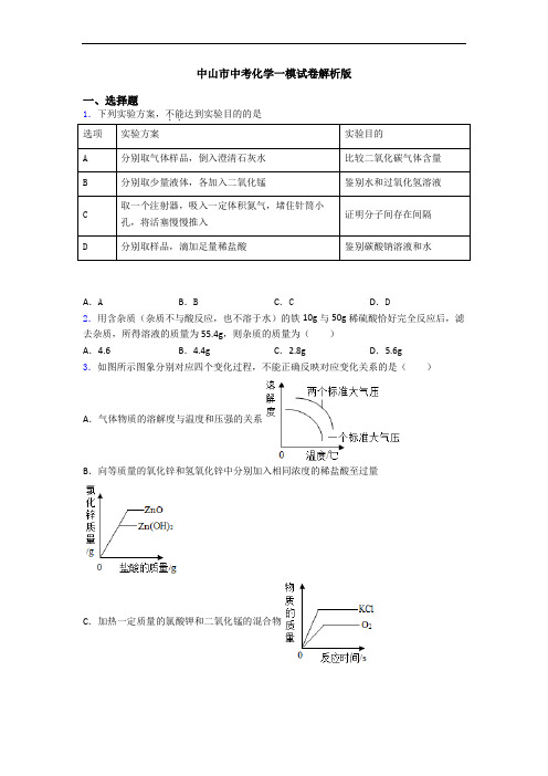 中山市中考化学一模试卷解析版