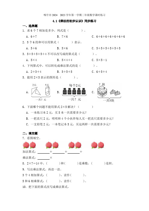 人教版二年级上册数学乘法的初步认识 课时练