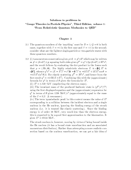 Solutions to problems in `Gauge Theories in Particle Physics 3rd edtn, vol. 1