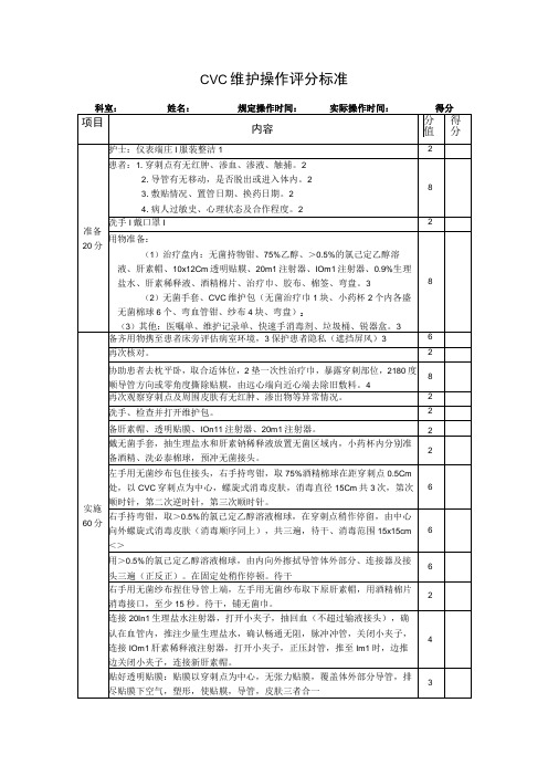 CVC维护操作评分标准