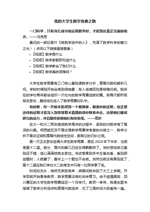 我的大学生数学竞赛之路