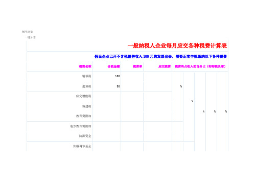 般纳税人企业每应交各种税费计算表