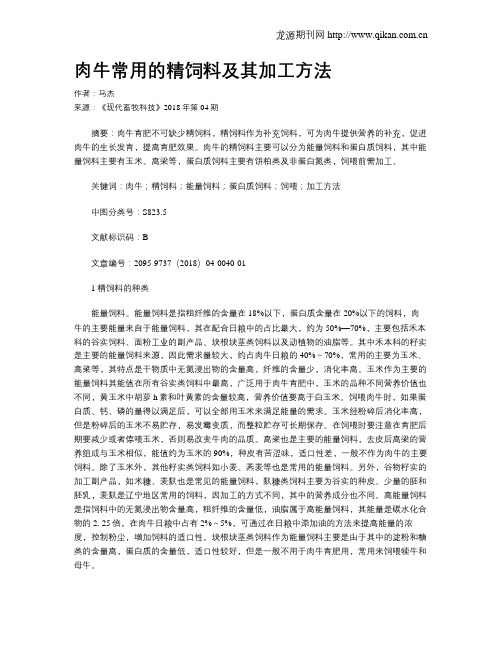 肉牛常用的精饲料及其加工方法
