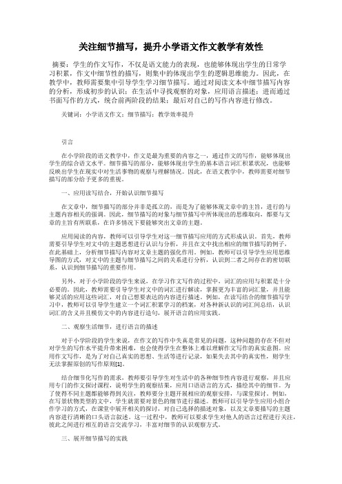 关注细节描写,提升小学语文作文教学有效性