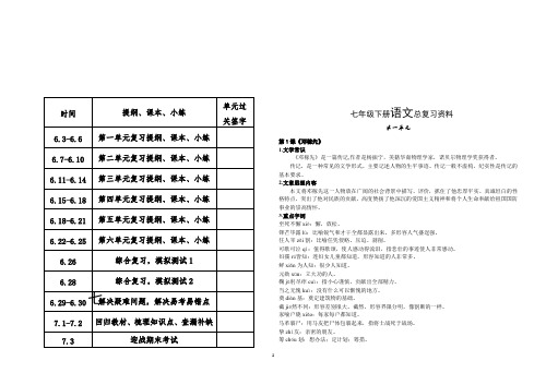 人教版七年级下册语文总复习资料(大全)