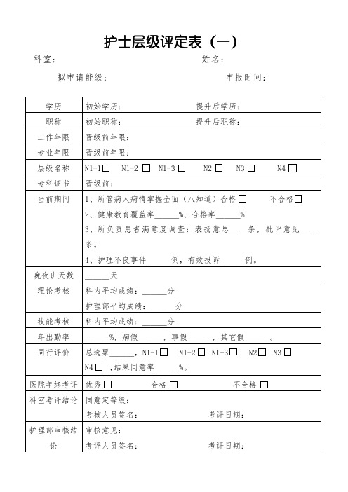 护士层级评定表