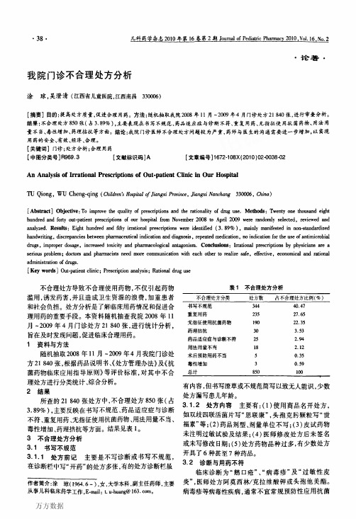 我院门诊不合理处方分析