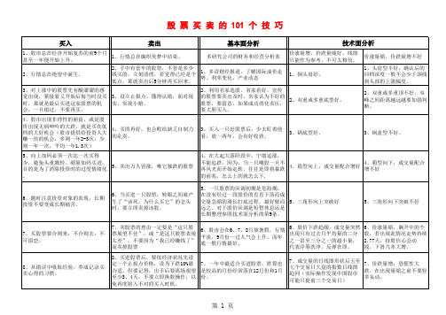 股票买卖的101个技巧