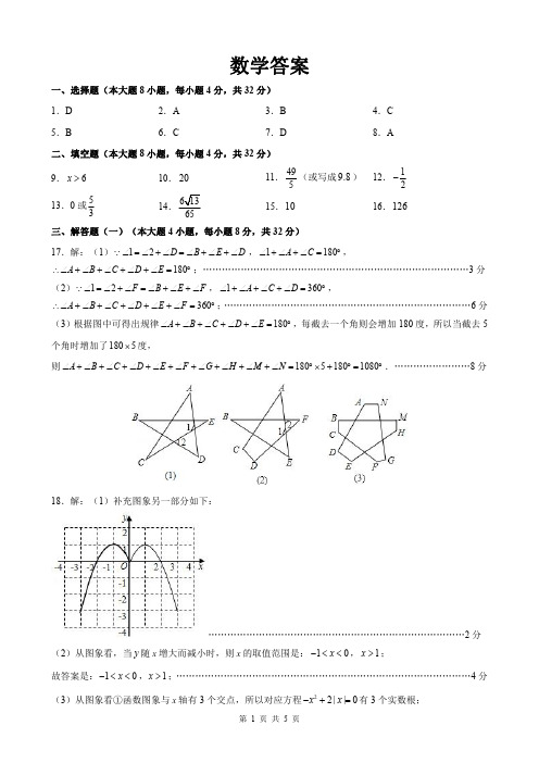 2020年黄冈中学自主招生考试数学试题答案