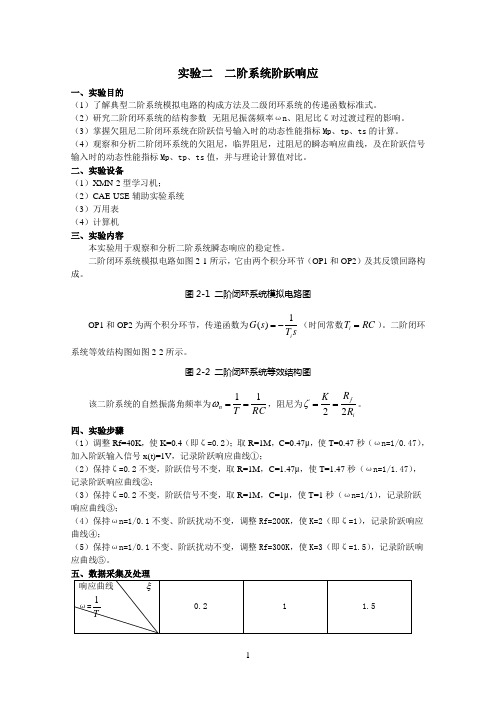 实验二  二阶系统阶跃响应