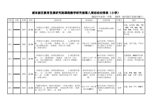 第8周教研活动安排表(小学)