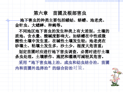 第六章苗圃及根部害虫地下害虫的种类主要包括蝼蛄、蛴螬