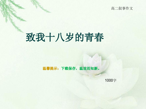 高二叙事作文《致我十八岁的青春》1000字