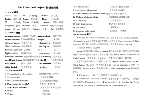 译林版四年级下册英语知识点归纳