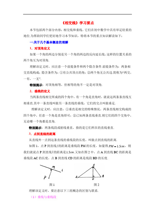 (沪科版)《相交线》学习要点