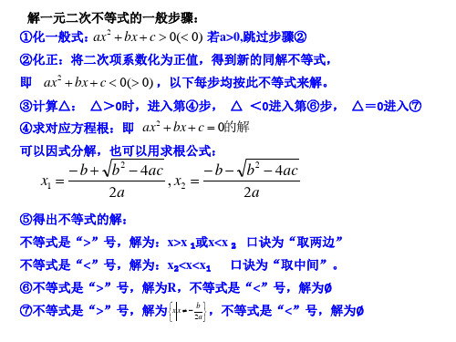 一元二次不等式解法