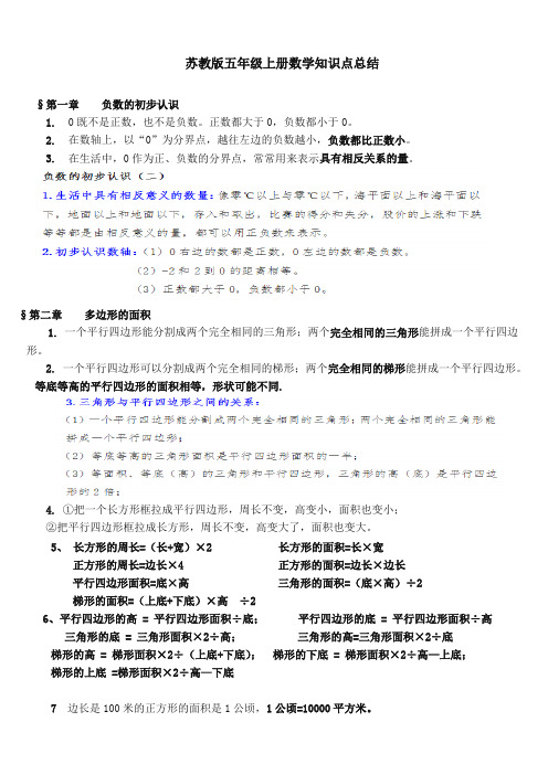 2019新新 2017年最新版苏教版五年级上册数学知识点总结(精)