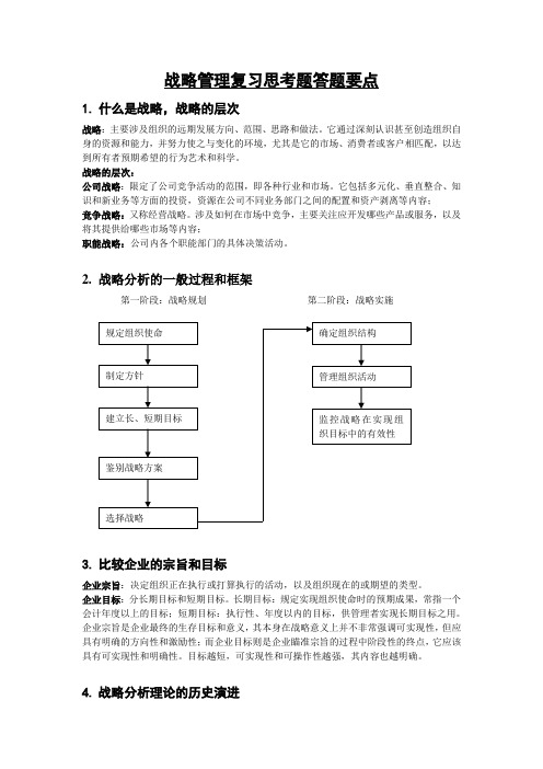 战略管理复习思考题答题要点