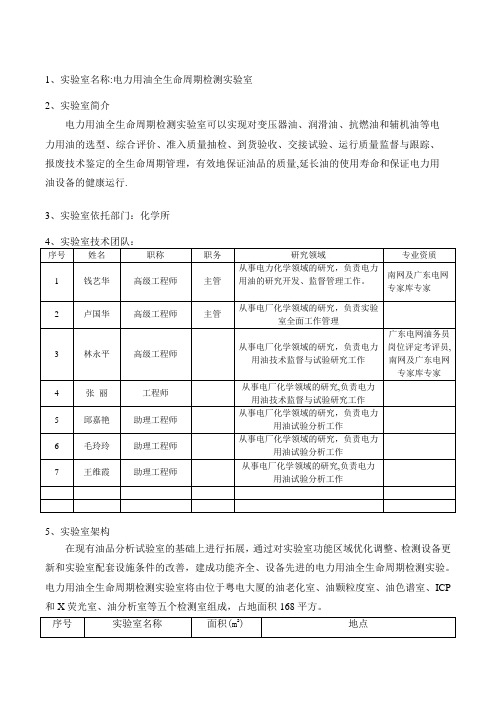 化学所--电力用油全生命周期检测实验室介绍