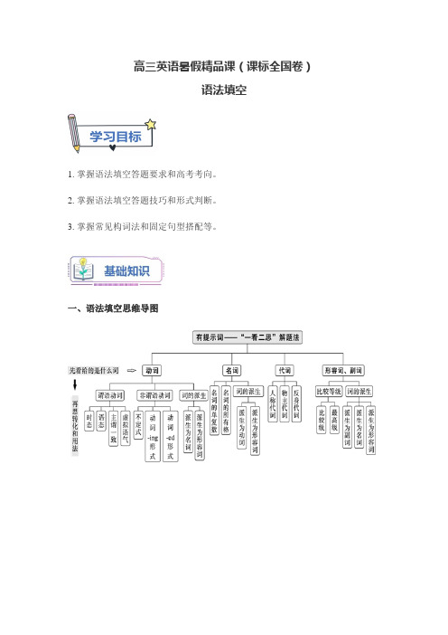 高三英语暑假精品课(课标全国卷)语法填空