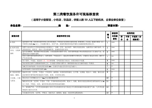 第三类餐饮服务许可现场核查表