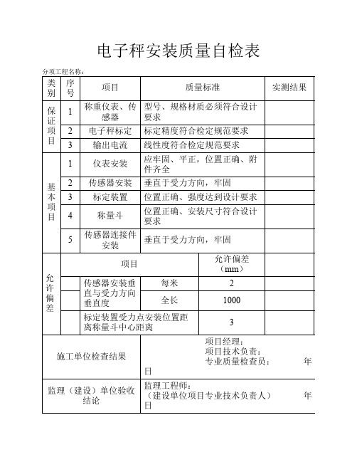 电子秤质量自检表