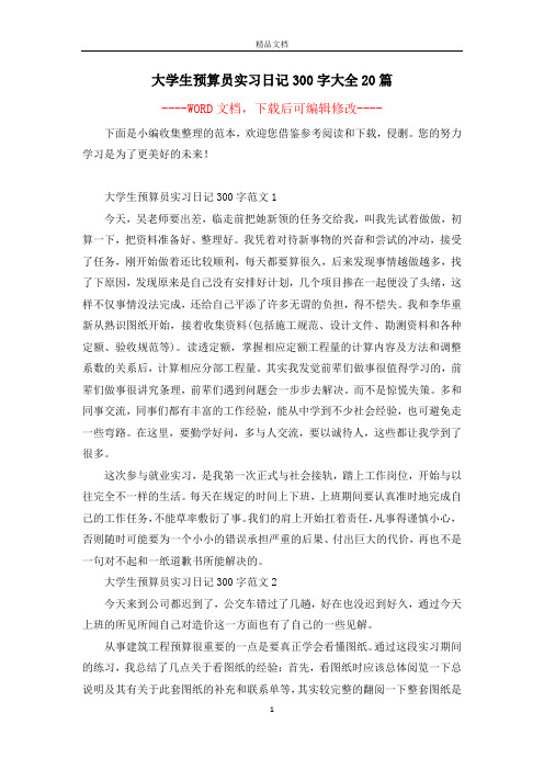 大学生预算员实习日记300字大全20篇