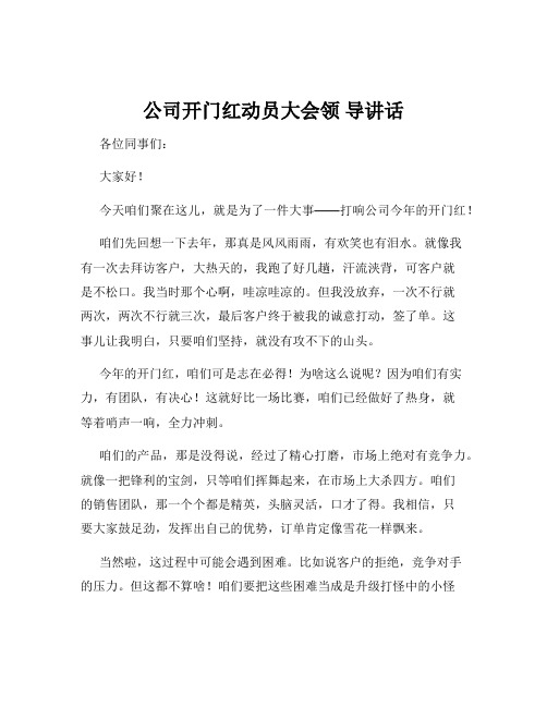 公司开门红动员大会领 导讲话