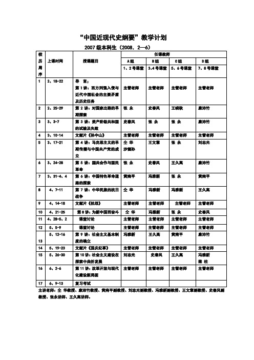 “中国近现代史纲要”教学计划  PKU.doc